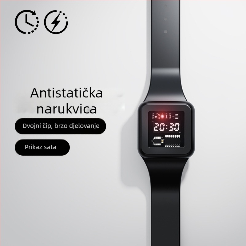 Dječja antistatička narukvica, USB punjenje, silikonska traka, 90 mAh, trajanje baterije 15–21 dana, gumbno upravljanje, sportski dizajn