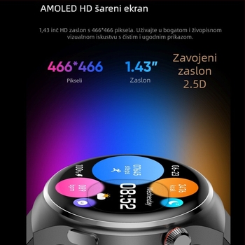 Pametni sat S22 s AMOLED zaslonom na dodir, mjerenje otkucaja srca i SpO2, praćenje sna, dugo trajanje baterije