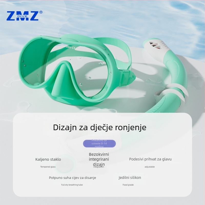 Dječji set za snorkeling sa silikonskom maskom velikog rama i šnorklom – ZMZDIVE
