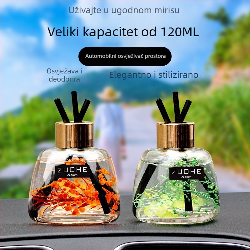 Automobilska aromaterapijska ukrasna, breskva i cvjetni miris, 120 ml, montaža na sjedalu, uklanja mirise, isparavanje 31–60 dana