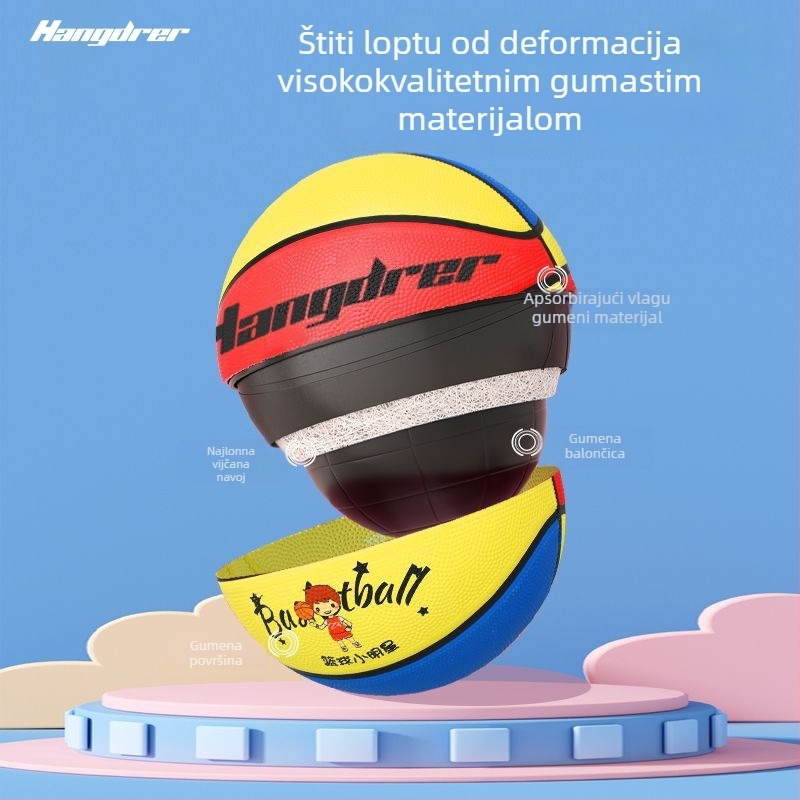 Gumena košarkaška lopta za treniranje, dječje izdanje, mogućnost tiskanja loga i prilagodbe, pogodna za treniranje i učenička natjecanja