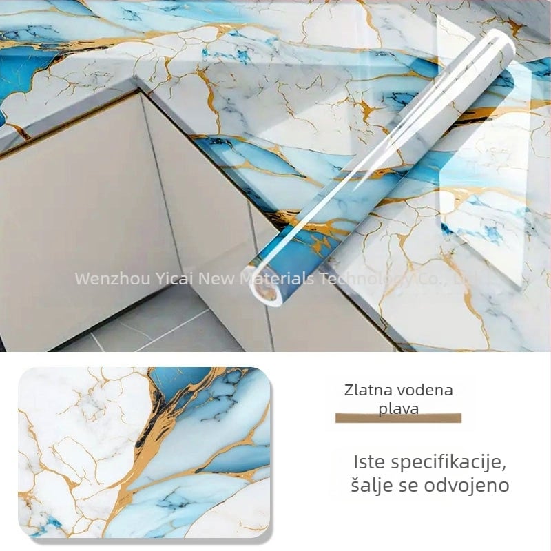 Ravna zidna naljepnica – mramorni uzorak, PVC, samoljepljiva, vodootporna, otporna na mrlje, 1 kom