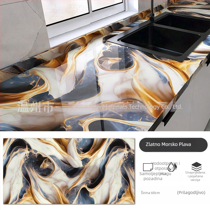 Ravna zidna naljepnica – mramorni uzorak, PVC, samoljepljiva, vodootporna, otporna na mrlje, 1 kom