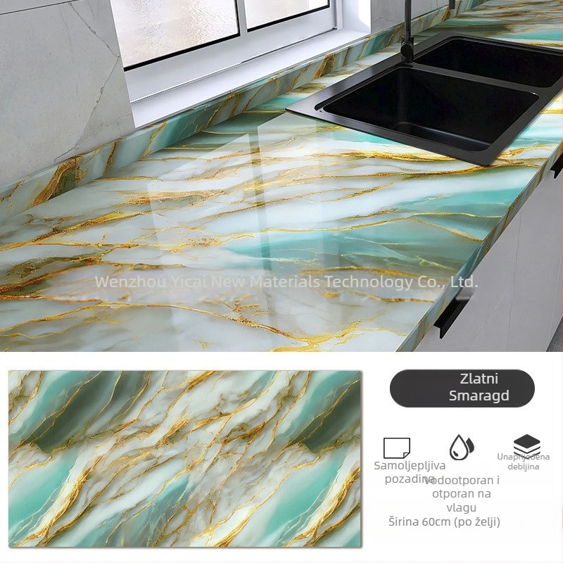 Ravna zidna naljepnica – mramorni uzorak, PVC, samoljepljiva, vodootporna, otporna na mrlje, 1 kom