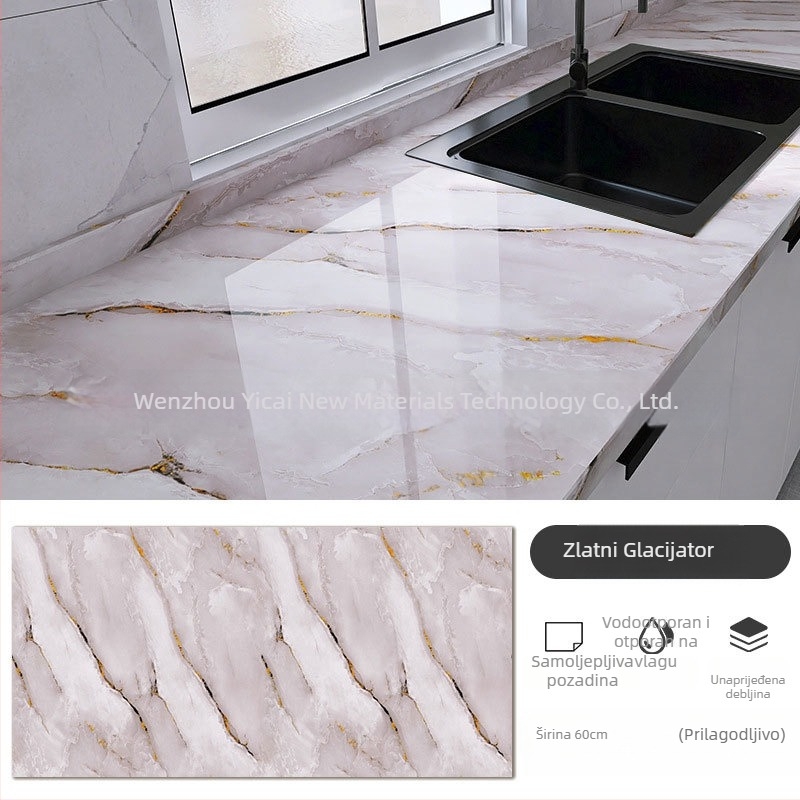 Ravna zidna naljepnica – mramorni uzorak, PVC, samoljepljiva, vodootporna, otporna na mrlje, 1 kom