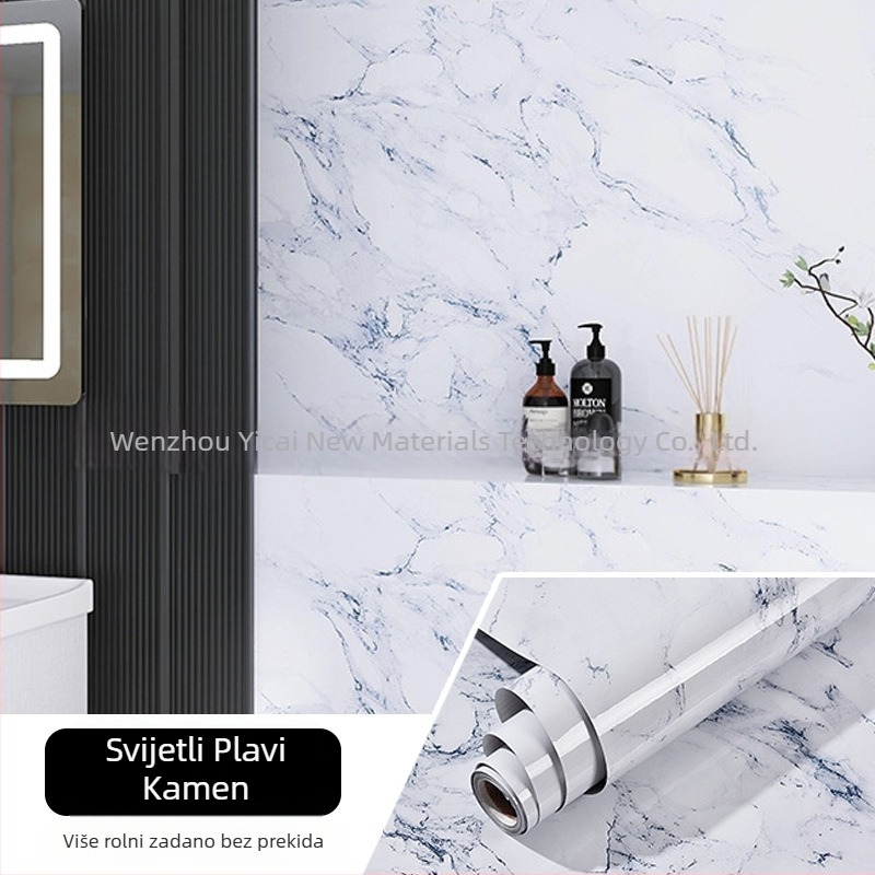 Ravna zidna naljepnica – mramorni uzorak, PVC, samoljepljiva, vodootporna, otporna na mrlje, 1 kom