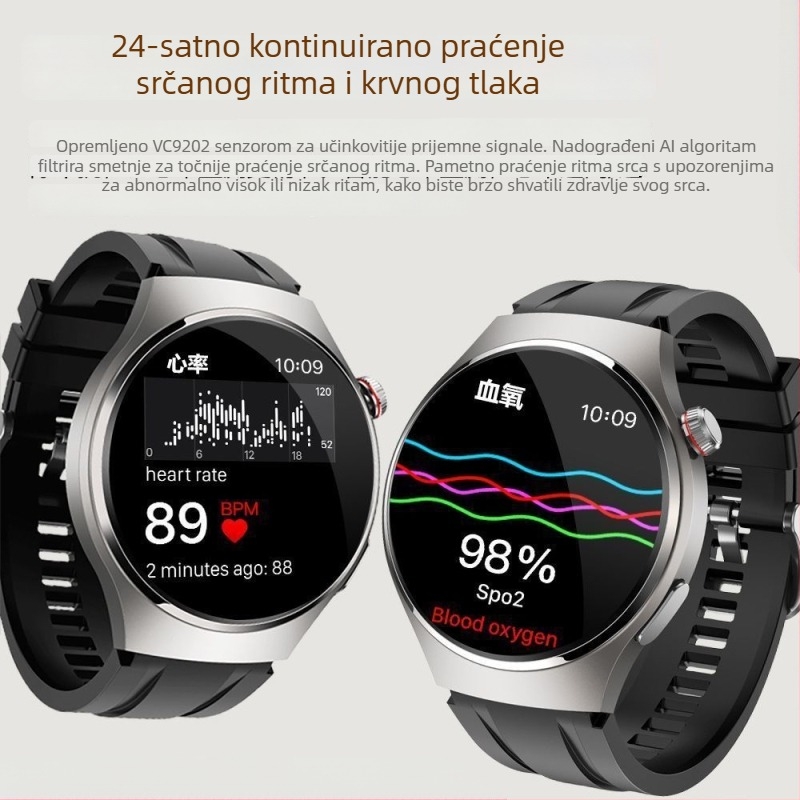 Pametni sat za zdravlje: neinvazivno mjerenje šećera u krvi, krvnog tlaka i otkucaja srca, praćenje sna, praćenje mokraćne kiseline i lipida (TFT zaslon, kućište od aluminijske legure, bežično punjenje, trajanje baterije do 7 dana, svakodnevna vodootpornos
