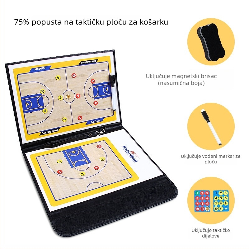 Taktička ploča za košarku i nogomet – PVC magnetska ploča, sklopiva 2,5x, 30 komada