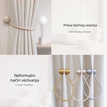 Set kaiševa za zavjese s magnetskom kopčom - tekuće svile + magnet, moderan minimalistički stil, prilagodljiv