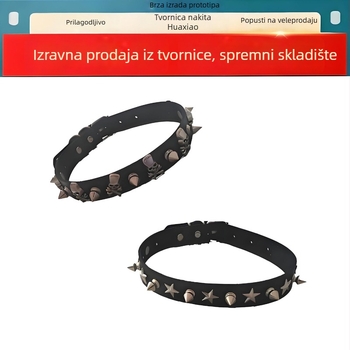 Čoker s geometrijskim dizajnom, punk stil, miješani materijali, privjesak od legure, običan lanac