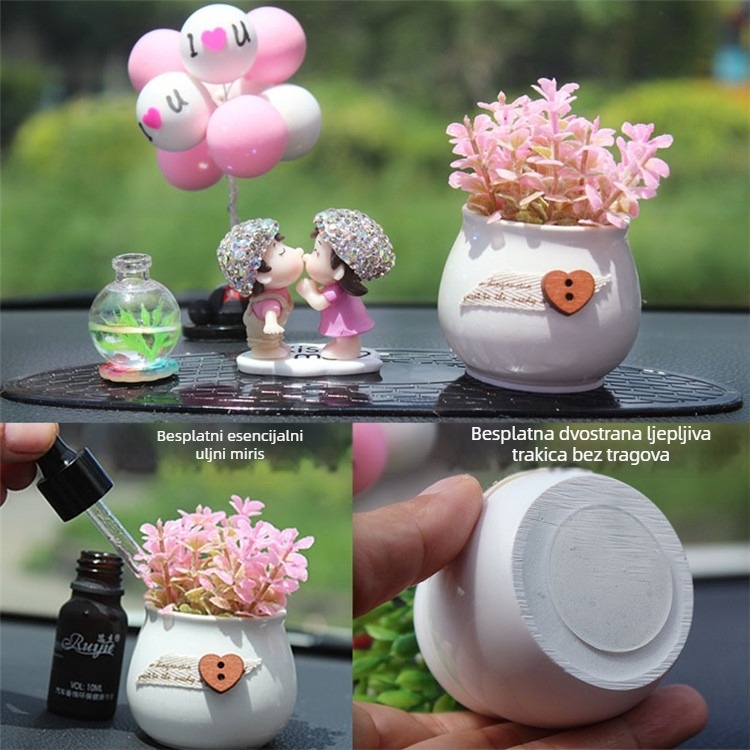 Držač mirisa za auto od smole, sladak romantičan stil, dizajn crtanog para, aromaterapija, branda Purple Yuchen Lan
