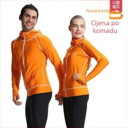 Unisex rash guard od najlona s dužim rukavima, kapuljom i prednjim zatvaračem - UV zaštita, brzo sušenje, za ronjenje i plivanje