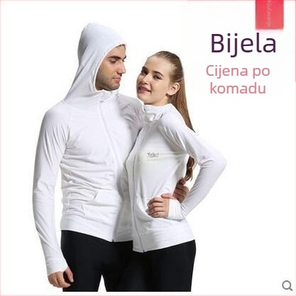 Unisex rash guard od najlona s dužim rukavima, kapuljom i prednjim zatvaračem - UV zaštita, brzo sušenje, za ronjenje i plivanje