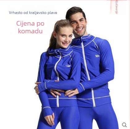 Unisex rash guard od najlona s dužim rukavima, kapuljom i prednjim zatvaračem - UV zaštita, brzo sušenje, za ronjenje i plivanje