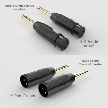XLR audio adapter: Cannon na 6,35 mm/6,5 mm, verzije s 2-core ili 3-core; sučelje mikrofona i miksera; vijek trajanja 500 ciklusa; marka Choseal/Akihabara; modeli QD2035–QD2038
