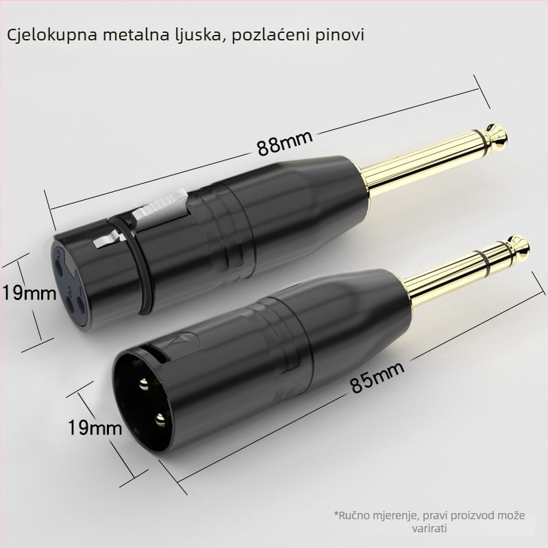 XLR audio adapter: Cannon na 6,35 mm/6,5 mm, verzije s 2-core ili 3-core; sučelje mikrofona i miksera; vijek trajanja 500 ciklusa; marka Choseal/Akihabara; modeli QD2035–QD2038