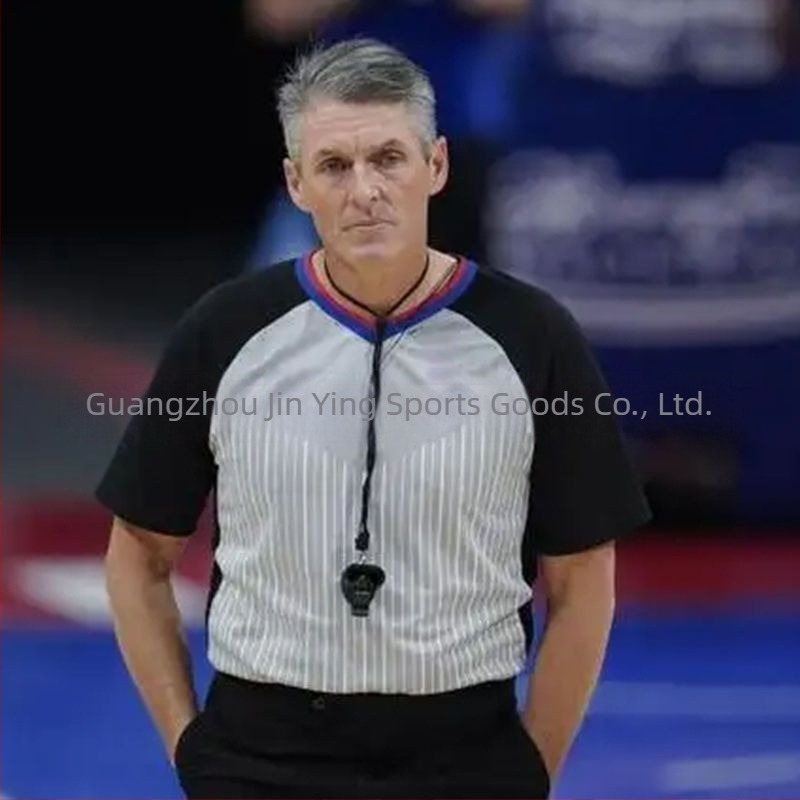 Košarkaški sudijski uniformni set, majica s kratkim rukavima i hlače s dugim nogama, materijal od bambus vlakana i poliestera, s tiskanim brojem