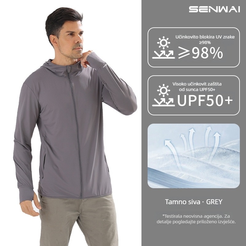 Vanjska jakna s UV zaštitom - tanka ice-silk pletenina, prozračna, UV zaštita, ultralagana, brzo suši (UV zaštita, prozračna, ultralagana, brzo suši, izdržljiva)