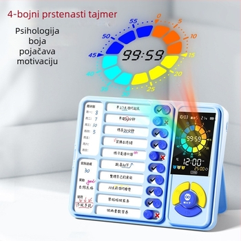 Uređaj za samodisciplinu učenika s rasporedom nastave i upravljanjem vremenom; Elektronički pogon, LED zaslon s pokazivačem, Alarm/Kalendar/Kronograf, Napajanje baterijom, Plastično kućište
