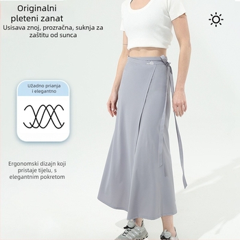 Gu Teng UV zaštita duga suknja za žene – prozračan najlon materijal, originalni dizajn, dugi stil (najlon, UV zaštita, prozračnost)