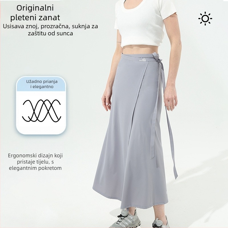 Gu Teng UV zaštita duga suknja za žene – prozračan najlon materijal, originalni dizajn, dugi stil (najlon, UV zaštita, prozračnost)