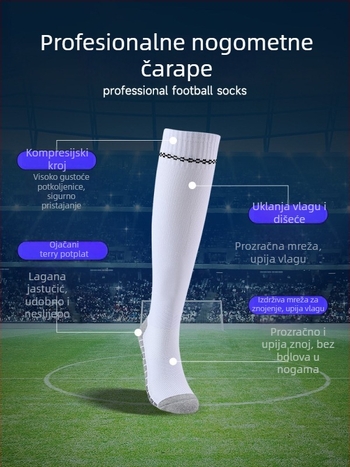 OXP profesionalne nogometne čarape za trening – duge do koljena, protivklizne, s debelim donjim dijelom od ručnika, materijal: najlon, spandeks, poliester