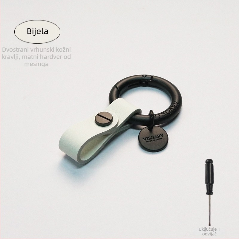 VISGARY Kožna ključaonica s V kopčom, lagani luksuzni stil