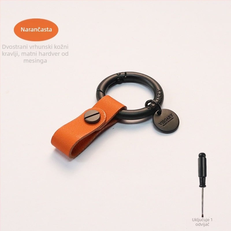 VISGARY Kožna ključaonica s V kopčom, lagani luksuzni stil