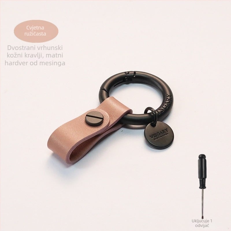 VISGARY Kožna ključaonica s V kopčom, lagani luksuzni stil