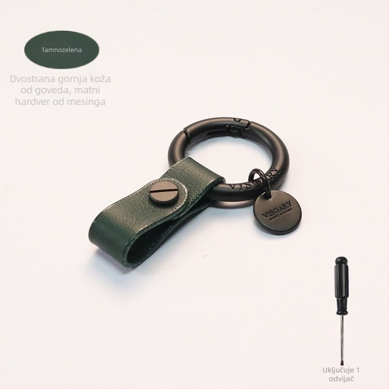 VISGARY Kožna ključaonica s V kopčom, lagani luksuzni stil