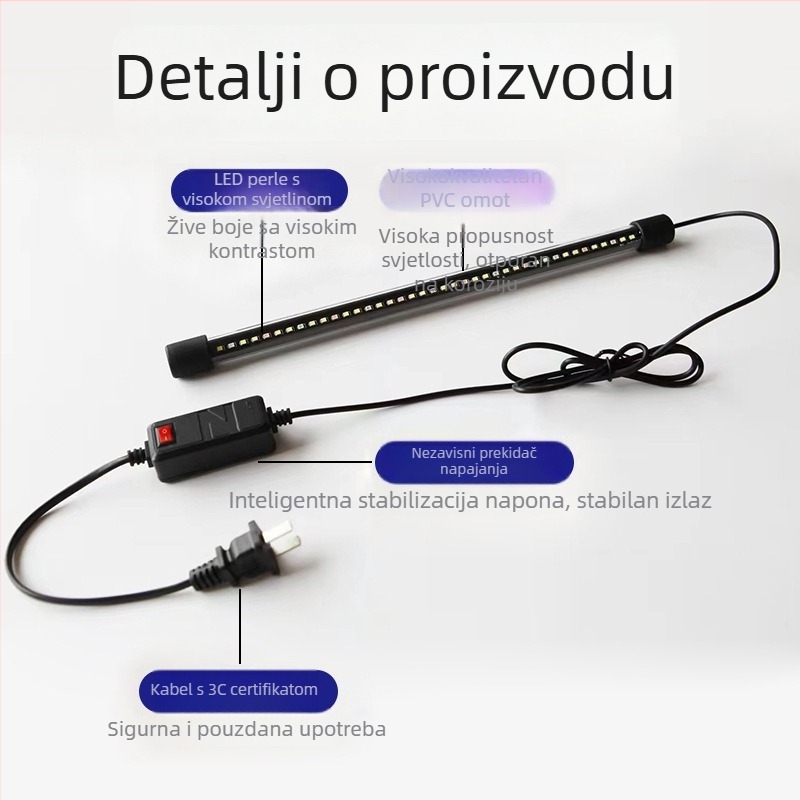 Akvarijska LED svjetiljka, stakleno tijelo, 3W, 100 g, Morning Field, rasvjeta