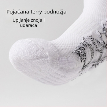 Košarkaške čarape, prozračna mreža, frotirana donja, srednja duljina, upijaju znoj