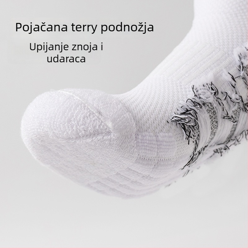 Košarkaške čarape, prozračna mreža, frotirana donja, srednja duljina, upijaju znoj