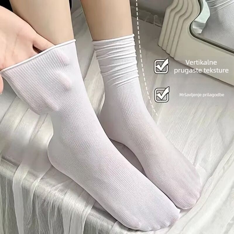 Čipkaste čarape preko koljena za jesen/zimu, lagana kompresija za vitkiji izgled, japanski stil mode — Marka: Druga; Materijal: Drugi