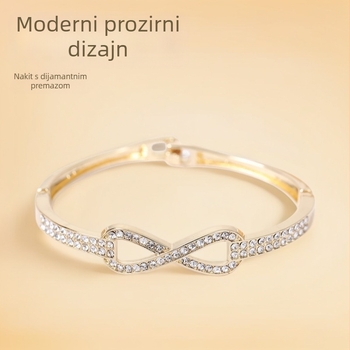 Narukvica od legure s ugrađenim kamenjem, šuplji geometrijski dizajn, jednostavan unisex stil, elektroplating završna obrada