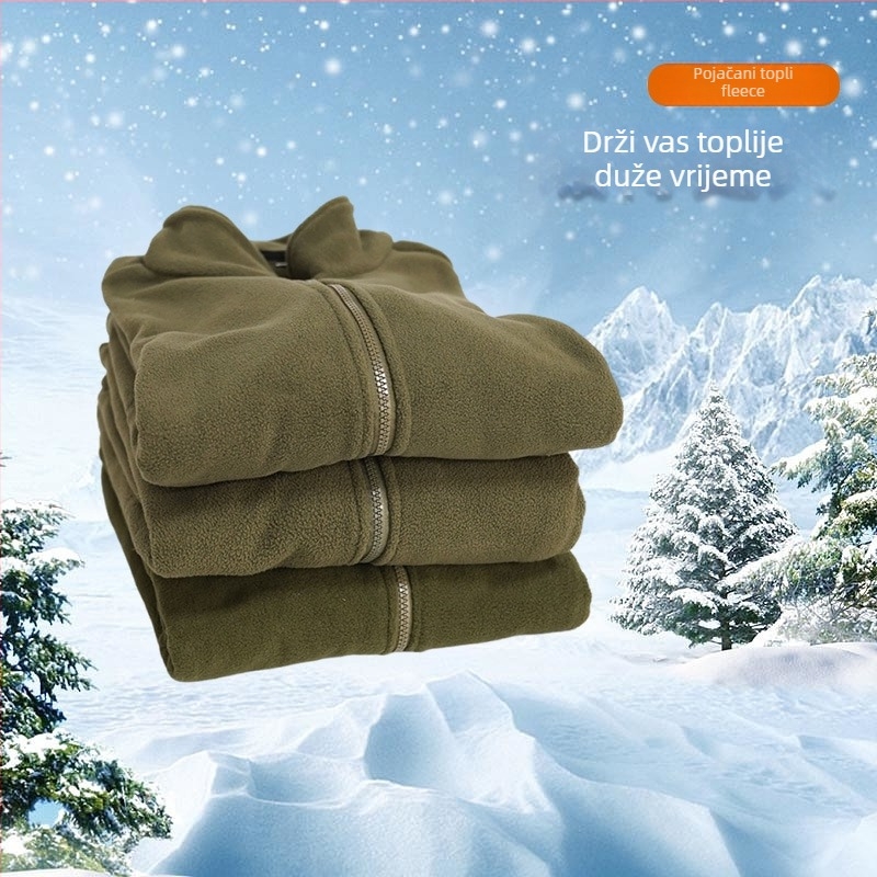 Fleece jakna kardigan stil, poliester tkanina, podstava poliester, pogodna za zimu, proljeće i jesen