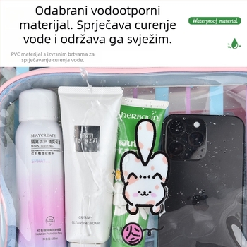 Putna torba za skladištenje s odjeljkom za suho/mokro, vodootporna prugasta torba za kozmetiku i higijenske potrepštine, PVC, prijenosna, velik kapacitet