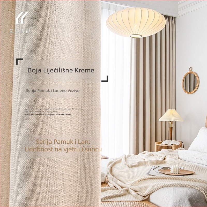 Zavjesa za prozor od pamuka i konoplje, visoko zatamnjenje, moderni minimalistički japanski stil za dnevni boravak i spavaću sobu