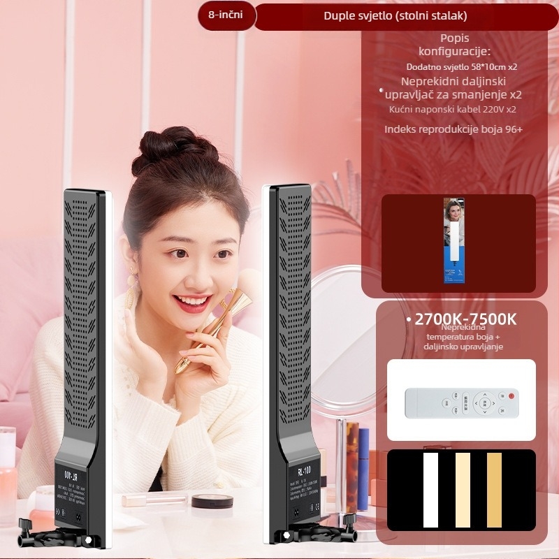 Stativ rasvjetu za livestream s trostrukom bojom – snaga 10–50W, 220V, ručno korištenje