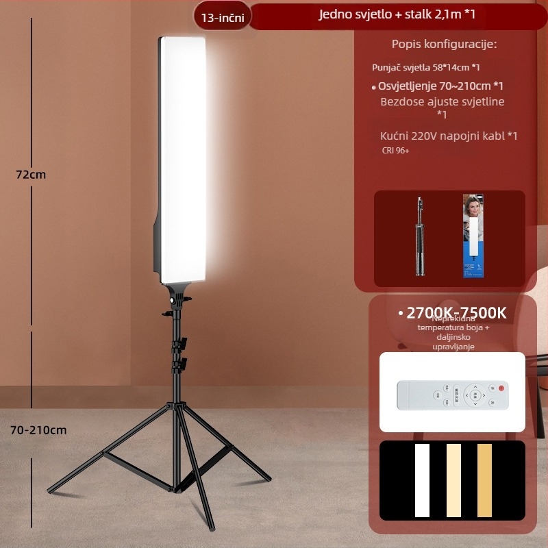 Stativ rasvjetu za livestream s trostrukom bojom – snaga 10–50W, 220V, ručno korištenje