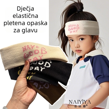 Dječja sportska traka za kosu s upijanjem znoja i tekstnim dizajnom za trčanje i ples