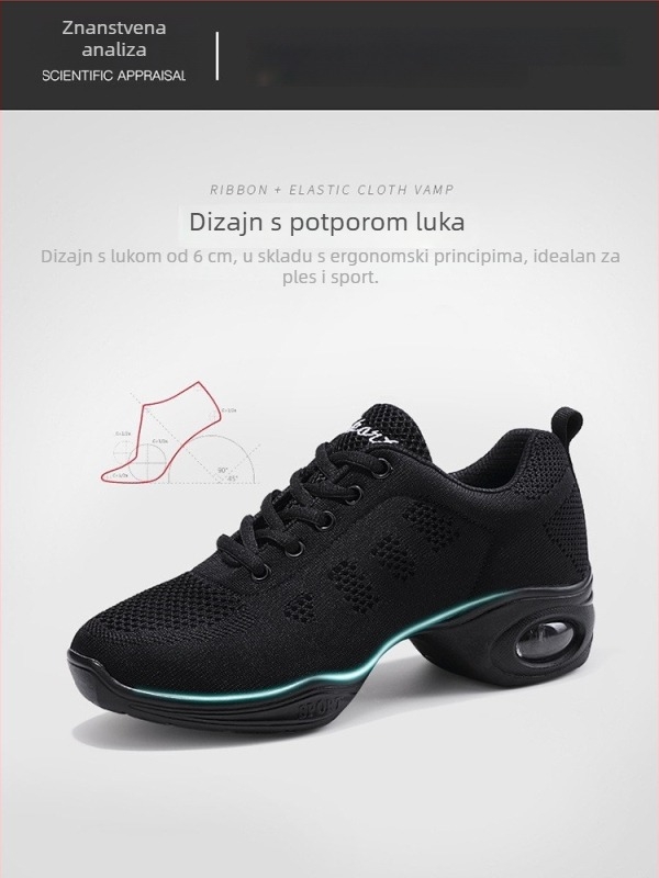 Plesne cipele s protukliznom potplatom, ženski model, lake, gornji dio od mrežaste tkanine