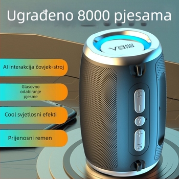 AI bežični Bluetooth zvučnik, prijenosni mini zvučni sustav s USB/TF kartom, 100 Hz–20 kHz, SNR ≥70 dB, IPX7 vodootporan
