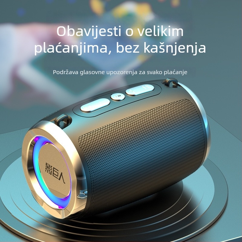 AI bežični Bluetooth zvučnik, prijenosni mini zvučni sustav s USB/TF kartom, 100 Hz–20 kHz, SNR ≥70 dB, IPX7 vodootporan