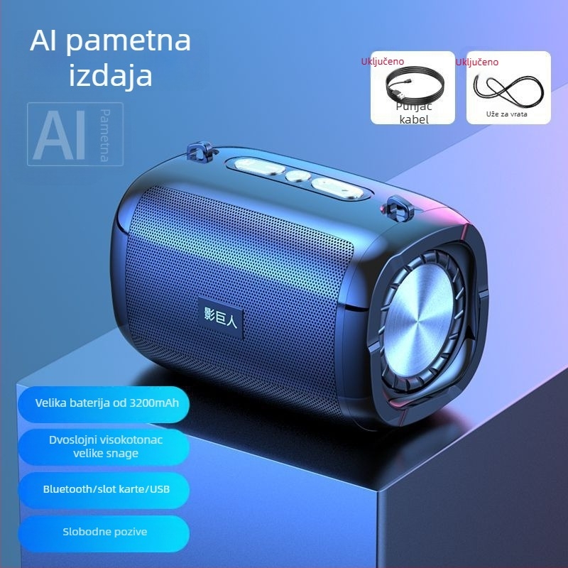 AI bežični Bluetooth zvučnik, prijenosni mini zvučni sustav s USB/TF kartom, 100 Hz–20 kHz, SNR ≥70 dB, IPX7 vodootporan