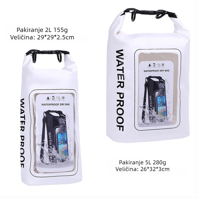 Dvostruka vodootporna torba za plažu preko tijela, kapacitet 2L/5L, vodootporan PVC materijal, za plažu, plivanje, ronjenje