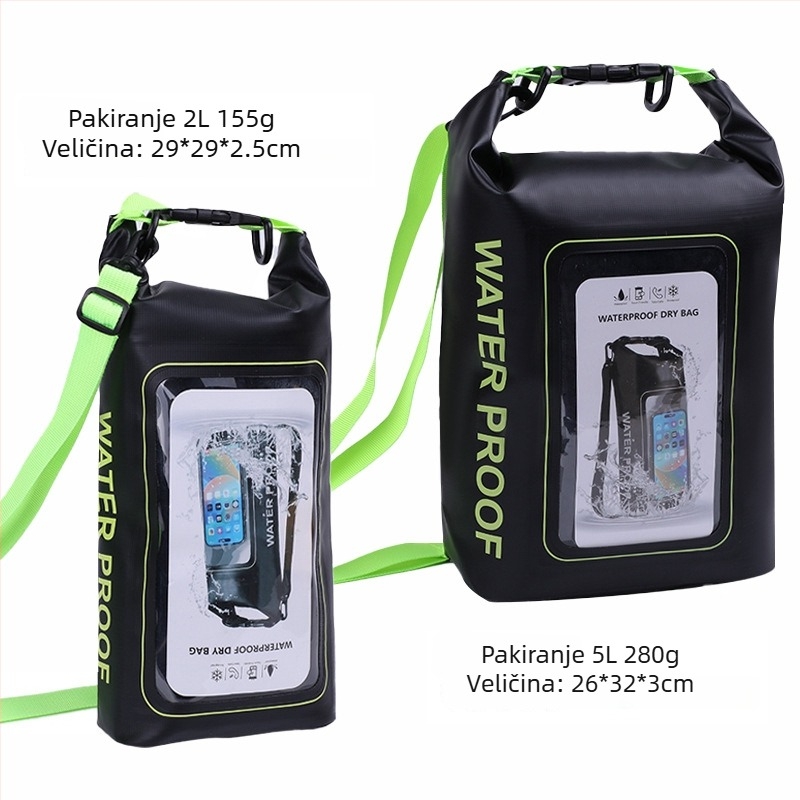 Dvostruka vodootporna torba za plažu preko tijela, kapacitet 2L/5L, vodootporan PVC materijal, za plažu, plivanje, ronjenje