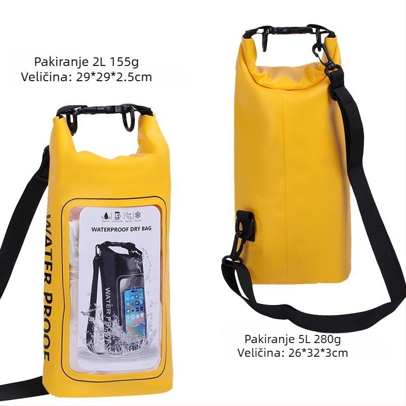 Dvostruka vodootporna torba za plažu preko tijela, kapacitet 2L/5L, vodootporan PVC materijal, za plažu, plivanje, ronjenje