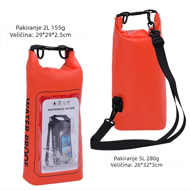 Dvostruka vodootporna torba za plažu preko tijela, kapacitet 2L/5L, vodootporan PVC materijal, za plažu, plivanje, ronjenje