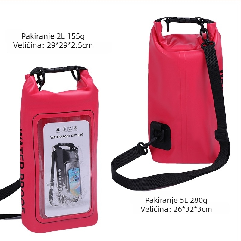 Dvostruka vodootporna torba za plažu preko tijela, kapacitet 2L/5L, vodootporan PVC materijal, za plažu, plivanje, ronjenje